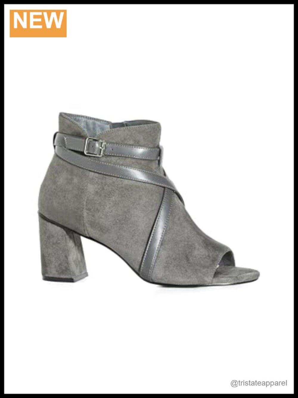 Wide Fit Faux Suede Ankle Strap Booties Block Heel Zip Closure Winter